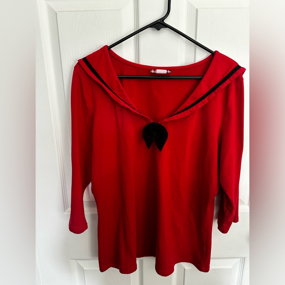 Pinup Girl Clothing PUG Sailor Top Red 2XL